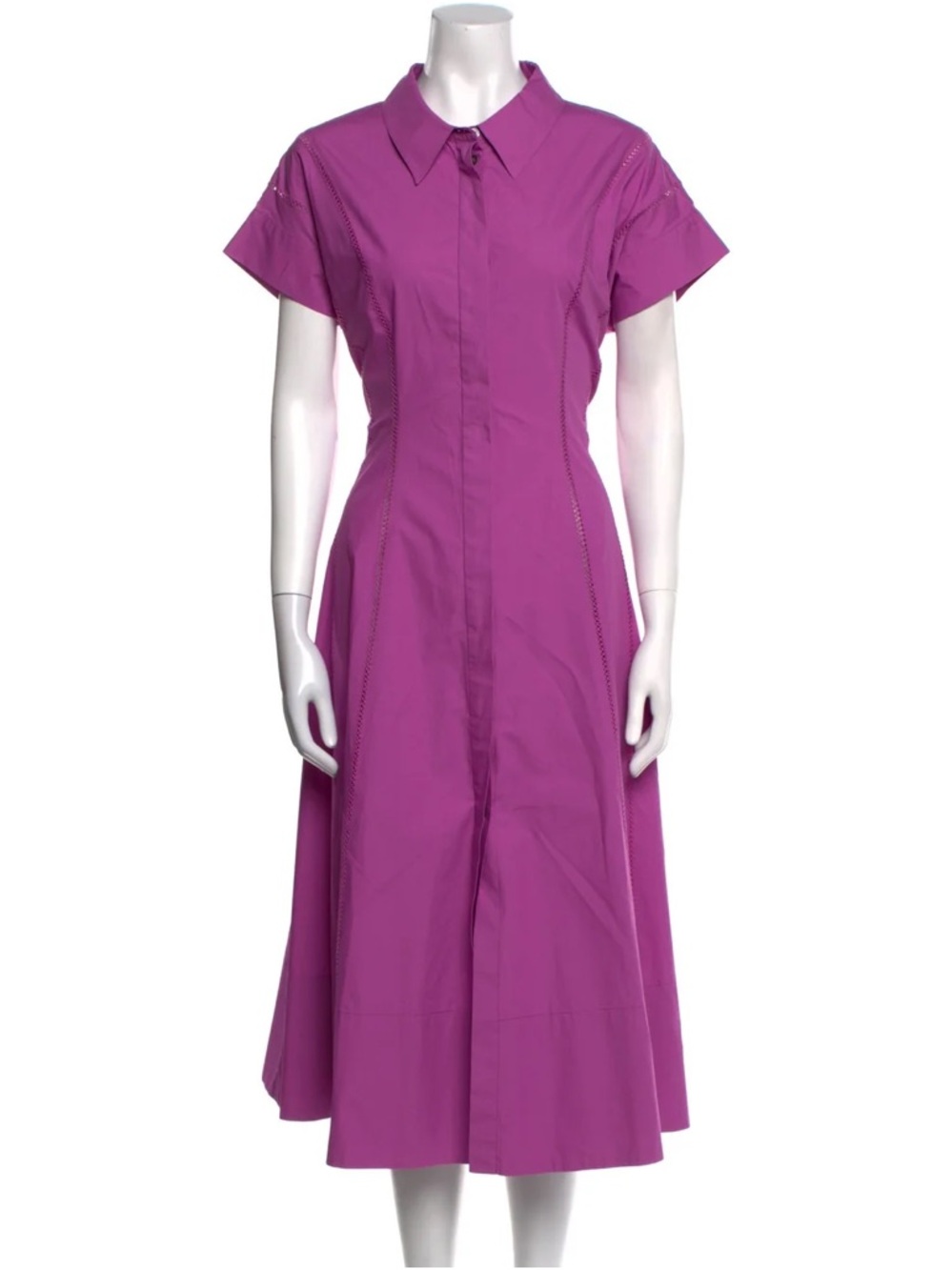 Co Collection Orchid Purple Cotton Button Front Midi Shirt Dress - XL - Picture 3 of 13